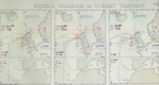 GERMAN U BOAT ACTIVITY THE IRISH SEA 1940 TWO HISTORIC MOUNTED WAR MAPS CHARTS picture