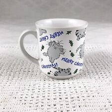 Recycled Paper Boynton Merry Christmas Blue White Grey Cat Coffee Cup Mug picture