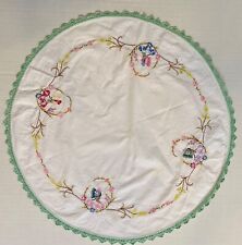 Vintage embroidered ladies Dolly table cloth  picture