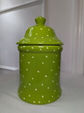 New Present Tense Green Polka Dot Canister Cookie Jar Susan Sargent Hand Painted picture