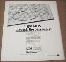 1987 AIDS HIV Awareness Safety Print Ad 10