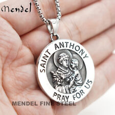 MENDEL Jesus St Saint Anthony Medal Medallion Pendant Necklace Stainless Steel picture