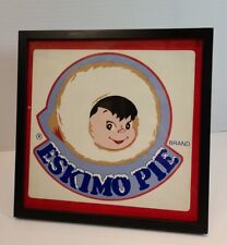 Vintage 1960's ESKIMO PIE Ice Cream Window Decal~Old Store Stock~Framed 10.75