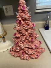 Ceramic Tree , Breast Cancer Awareness Pink Ribbon Bulbs picture