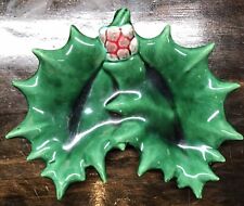Vintage Jamar Mold Ceramic Holly Berry Leaf Christmas Divided Candy/Nut Dish picture