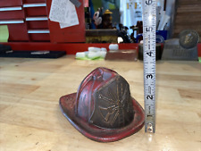 Firefighter Helmet Piggy Bank Cast Iron Collector Fireman Fire Department Chief picture