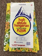 Vintage 'high altitude' Flour Sack Fabric Yellow Turq Floral Leaves 33
