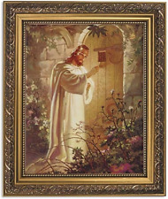 Christ at Heart'S Door Religious Framed Portrait Print, 13 Inch (Ornate Gold Ton picture
