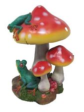 Greations Frog & Mushroom Figurine w/ 3 Red Mushrooms 2 Tree Frogs Resin 2002 picture