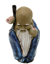 Chinese Mudman God of Longevity Blue Drip Glaze Figurine  picture