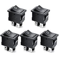 Mxuteuk 5Pcs Snap-In DPST Rocker Switch Toggle Power On-Off Switch 4 Pin AC 250V picture