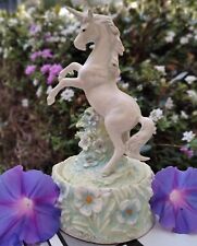 RARE* UCTCI  Music Box, Rampant Unicorn, Rearing over Flowers picture