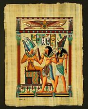 Rare Authentic Hand Painted Ancient Egyptian Papyrus-Osiris, Phr. Seti and Horus picture