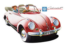 1961 VW Beetle Convertible Cabriolet Vintage Poster picture