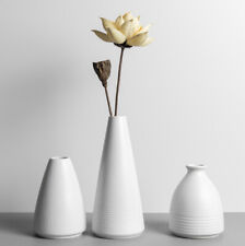 VINTAGE White Ceramic Bud Vase Set of 3 Japan Otagiri Vases Modern Decor picture
