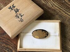 Y3447 OBIDOME Sash Clip Peony Makie signed box Japan Kimono accessory antique picture