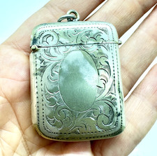 VINTAGE SILVER PLATED REPOUSSE VESTA CASE MATCH SAFE picture