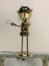 VINTAGE ROBOT ATOMIC UFO LIGHT LAMP SPUTNIK EYEBALL TORINO BRASS MID CENTURY MOD picture