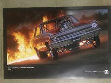 Large Vintage Authentic MOPAR Performance Poster, HEMI Flame Race Car, picture