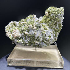7LB Top Natural Epidote Quartz Crystal Cluster Mineral Specimen Reiki + Stand picture
