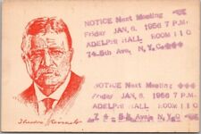 1956 New York City Advertising Postcard Metropolitan PC Club / Teddy Roosevelt picture