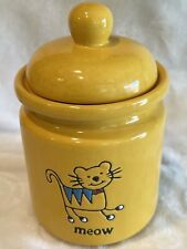 PetRageous Ceramic, Pet Treat Jar/Canister. Yellow, Cat “meow” picture