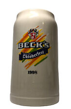 Large BECK’S Oktoberfest Bier Beer Stein 1L 1998 Vintage picture