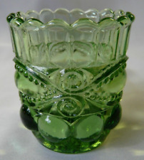 Vintage Green Pressed Glass Toothpick Holder picture