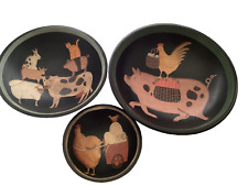 Primitives by Kathy PJ Rankin Hults Collection-Round-Wood Animal 3-Bowl Set picture