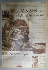 Bayer Aspirin Ad: Louis Pasteur Rabies Vaccine from 1943 Size: 11 x 15 inches picture