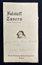 Vintage 1936 Texas Centennial Exposition Falstaff Tavern Menu Dallas Signed picture