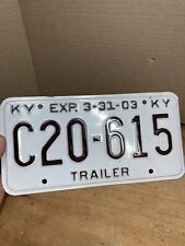 Ky Kentucky Trailer 2003 Expired License Plate C20-615 picture