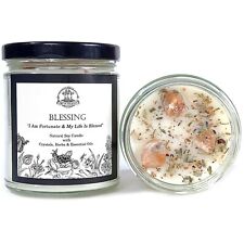 Blessing Affirmation Soy Candle with Crystals Prosperity Abundance Wiccan Pagan  picture