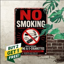 Smoking Includes Vaping Warning Metal Sign Bold Industrial Safety Wall Plaque picture