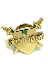 Excalibur Hotel Casino Las Vegas 14k Gold Green Emerald Gemstone Vintage Pin picture