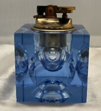 VNTG 1970s Antonio Imperatore Italy Textured Ice Cube Blue Glass Lighter Weight picture