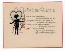 VTG UNUSED VALENTINE GREETING CARD, SILHOUETTE, MOTTO CARD  W ENV picture
