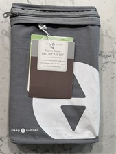 New Sleep Number Pillowcases Standard Pewter Supima Cotton NIP Pair picture