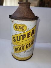 RARE Vtg C&C SUPER ROOT BEER 40S 50S 12OZ KING Cone Top Soda Pop Can  picture