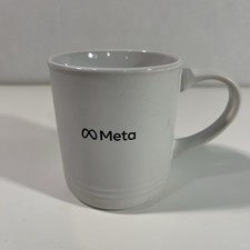 Meta FACEBOOK 12 oz Ceramic Mug White w/ White Inner Color Rare Lenox Style Mug picture