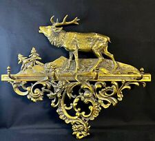 Vintage Brass Coat Rack, Elk in Mountains, 21