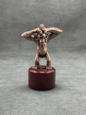 Monkey Figurine Cast Bronze Art Deco Statuette Sculpture Base In Obsidian Stone picture