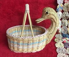 Woven Wicker Pastel Basket in Duck or Goose Body Shape Basket with Handle  picture