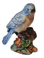 Vintage Fine Porcelain Handpainted Bluebird On Branch Ruth Lewis Signed Figurine picture