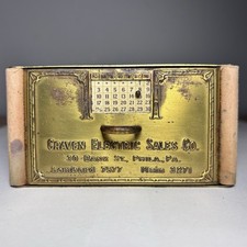 Antique J.E. Mergott Brass Perpetual Calendar Ink Blotter Advertising Phila PA picture