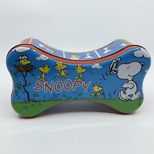 VTG 90s United Feature Syndicate Peanuts Snoopy Woodstock Bone Shaped Tin As Is picture