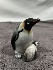 Vintage Enesco Emperor Penguins. 1 adult, 2 babies. 1986, Mexico. picture