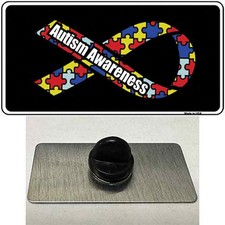 Autism Awareness Ribbon Novelty Metal Hat Pin 1.5" x 0.75" Lapel Pin (PIN) picture