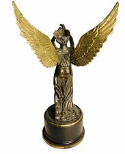Bronze Sculpture Angel Female Statue Winged Trumpet Deco Wreath Decor Vintage picture