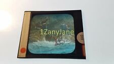 Glass Magic Lantern Slide DYF WOMAN SAVING MAN FROM ROUGH WATERS MEN ON SHORE picture